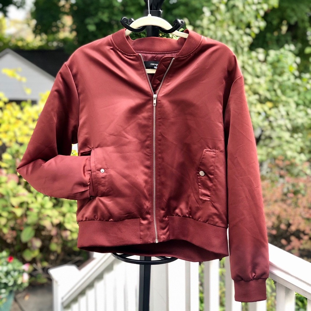Forever21 Satin Bomber Jacket - Picture 3 of 13